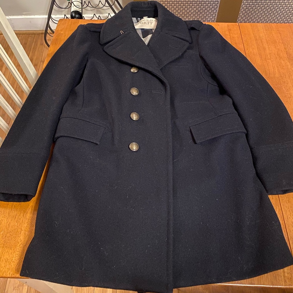 Burberry Peacoat in excellent condition. Dark navy blue.